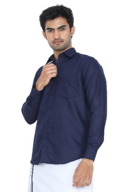 MCR Oceanic formal shirt for men in navy blue with full sleeves and a stylish fit