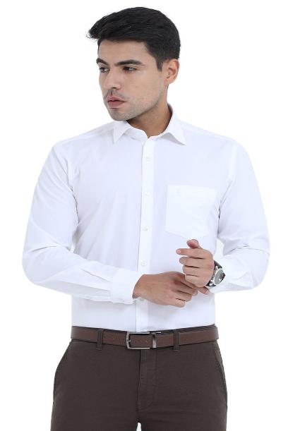 Men's BERTY Full Sleeve Formal White Shirt with Classic Fit and Chest Pocket for Stylish Office Wear