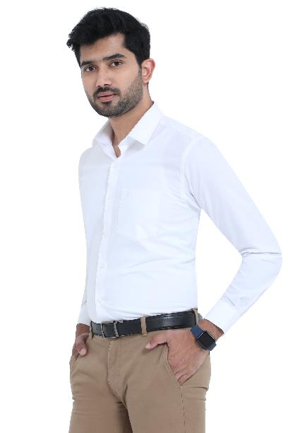 Energy Full Sleeve Formal White Shirt for Men, perfect for professional and casual wear.