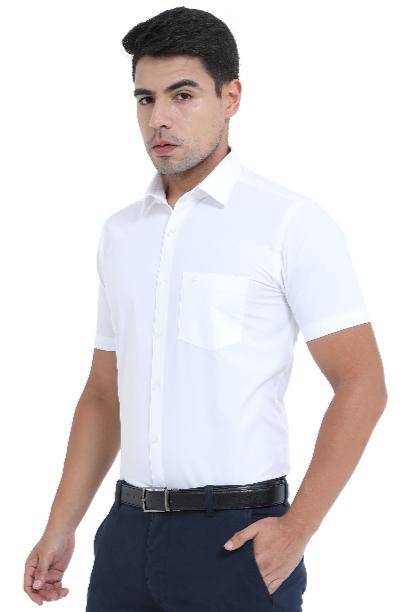 President Half Sleeve Men's Formal White Shirt with a Stylish Fit and Chest Pocket for Versatile Looks