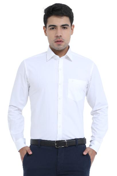 President white shirt for men with full sleeves and a sleek design for formal occasions