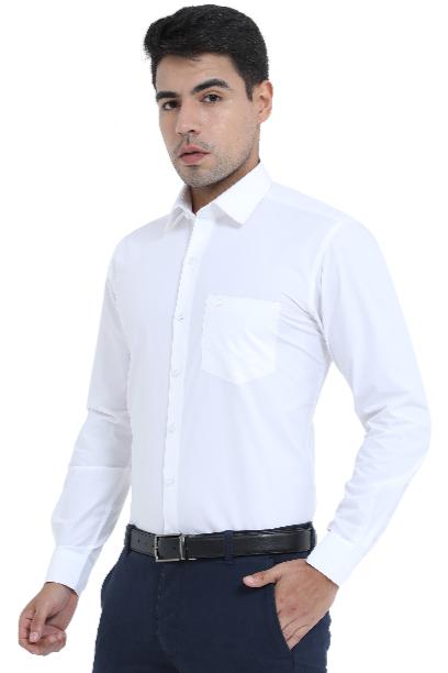 President white shirt for men with full sleeves and a chest pocket for a formal look