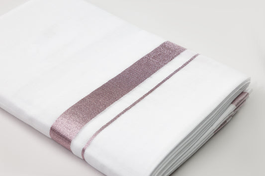 Rose Tissue Border White Double Dhothie for Men with Elegant Design and Soft Fabric from MCR Textiles