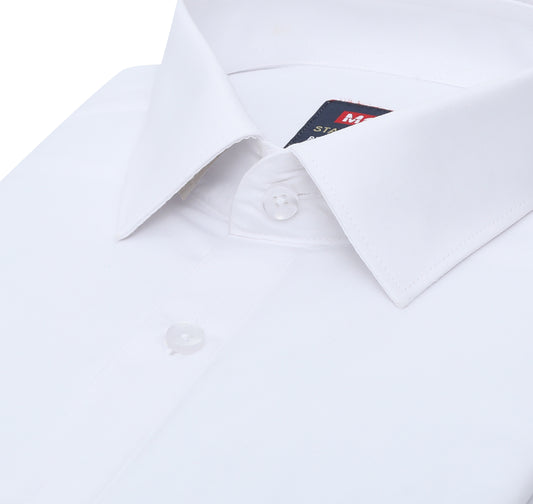 MCR STAIN FREE formal white shirt for men with a crisp collar and button detail