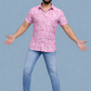 NEWSMAKER SLIMFIT HALF SLEEVE PINK WHITE MEN SHIRT