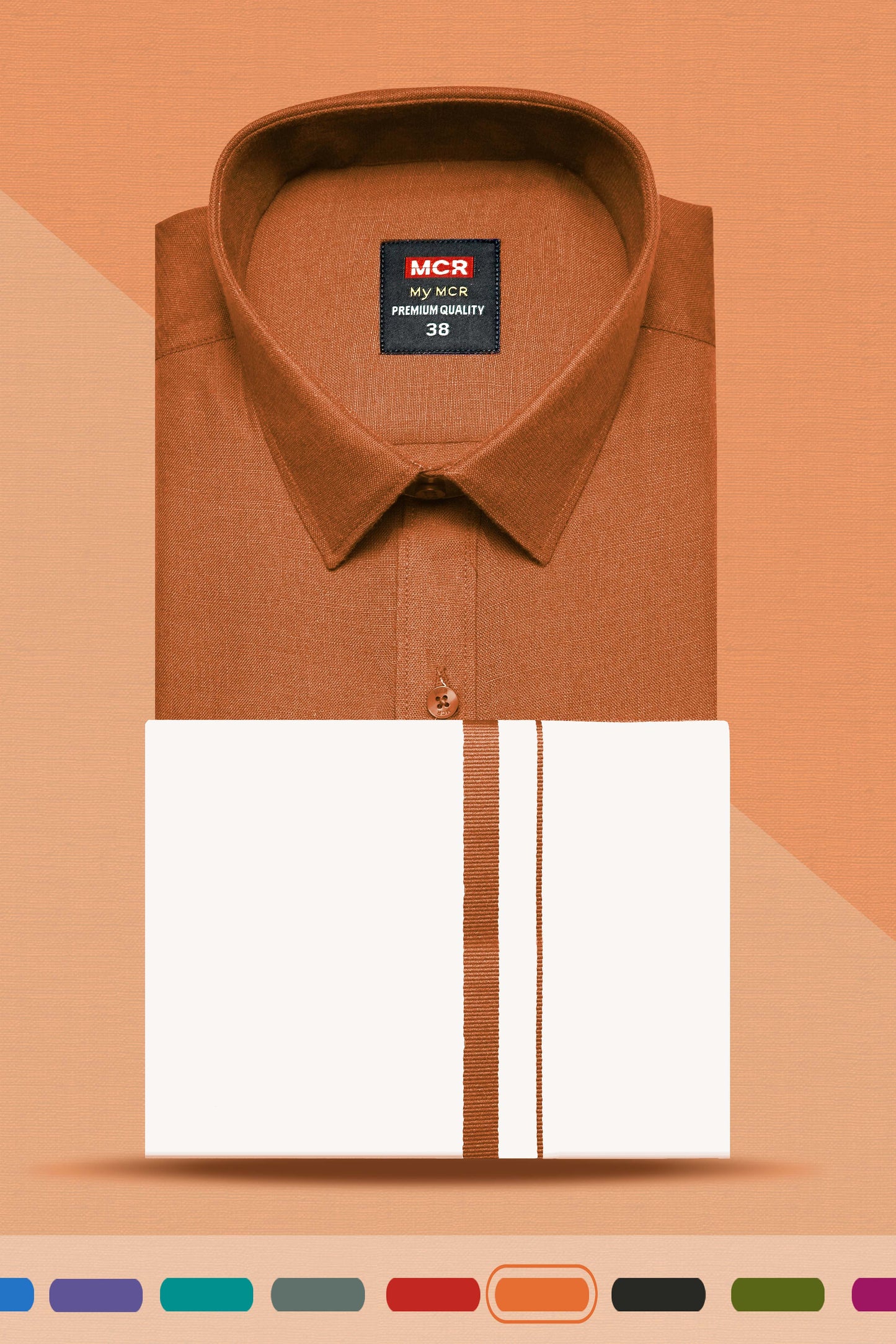 MY MCR COLOUR SINGLE SET HALF SLEEVE (38,40,42,44 - Dhoti Size 2.00 mtr) (46,48,50 - Dhoti size 2.25 mtr)