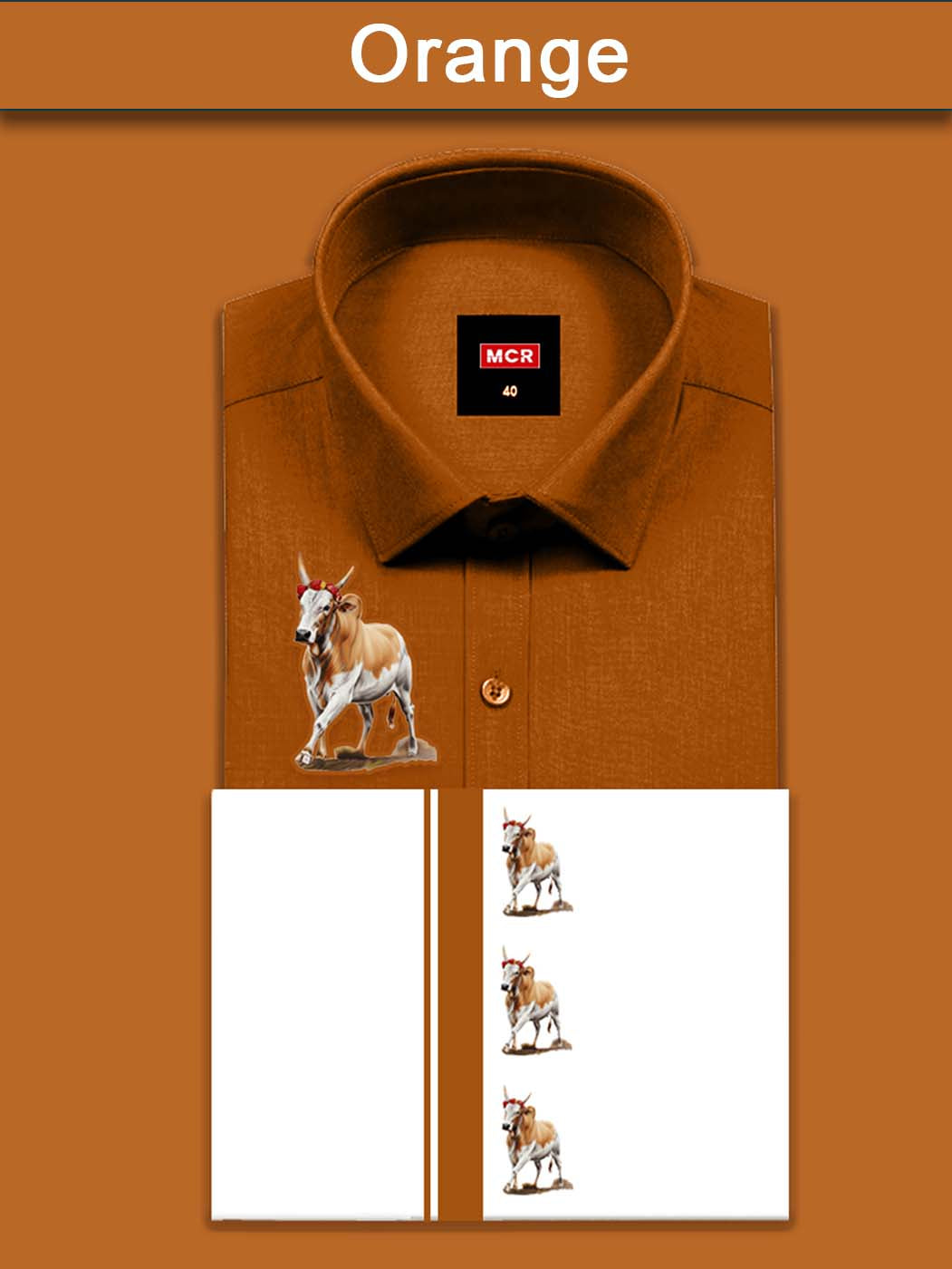 JALLIKATTU COLOUR SINGLE SET H/S - Orange (57)