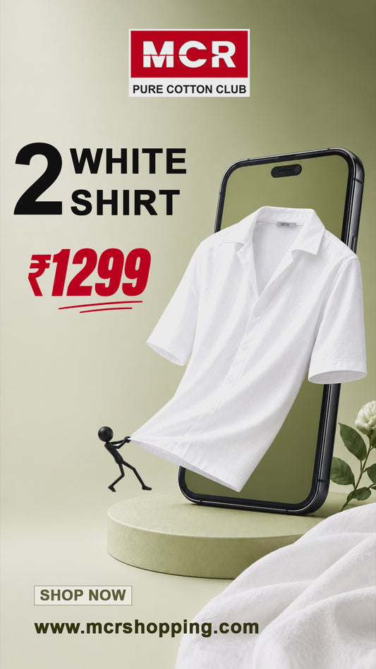 Mr. MCR Offer Combo White Shirt (Buy 1 get 1 free)