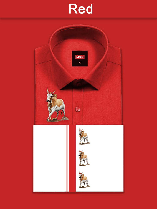 JALLIKATTU COLOUR SINGLE SET H/S - Red (14)