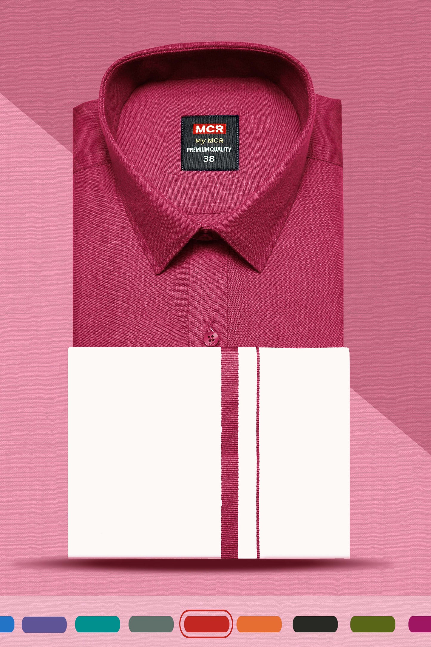 MY MCR COLOUR SINGLE SET HALF SLEEVE (38,40,42,44 - Dhoti Size 2.00 mtr) (46,48,50 - Dhoti size 2.25 mtr)