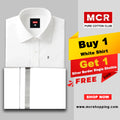 White Shirt + Silver Border Dhoti Single Set H/S (Dhoti Size 2mtr)