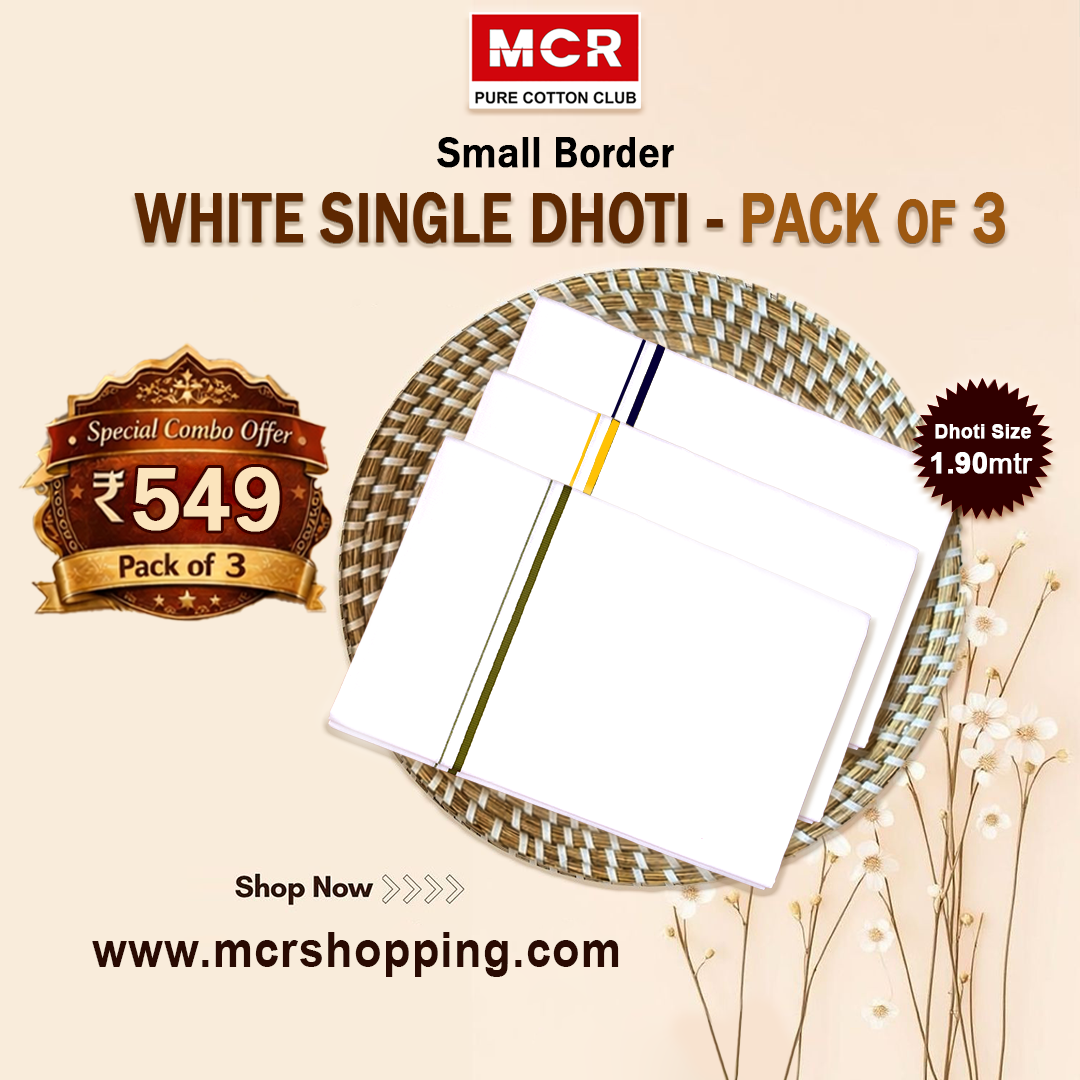Small Border 3 pcs Combo w/s Dhoti 1.90 mtr