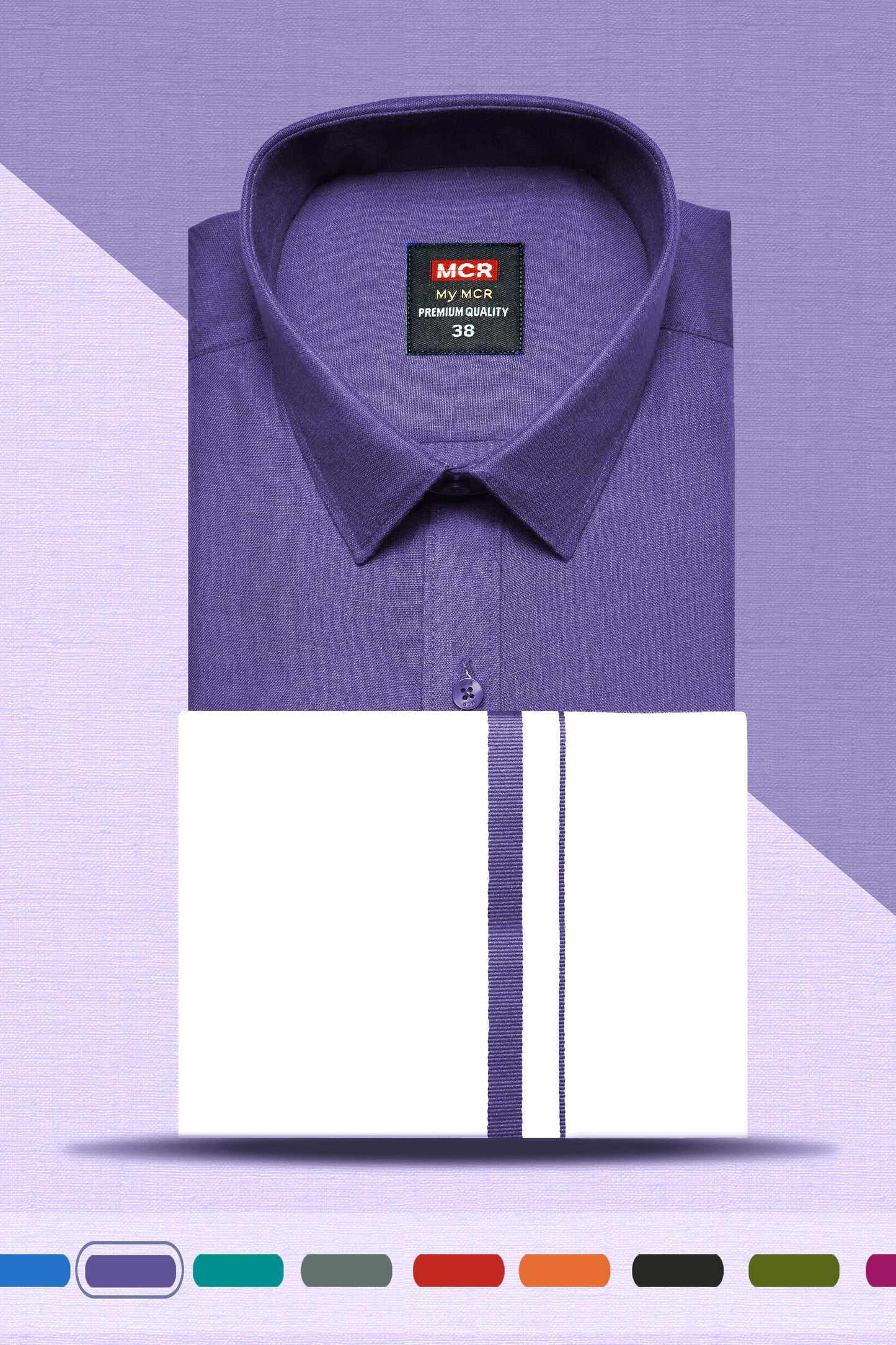 MY MCR COLOUR SINGLE SET HALF SLEEVE (38,40,42,44 - Dhoti Size 2.00 mtr) (46,48,50 - Dhoti size 2.25 mtr)