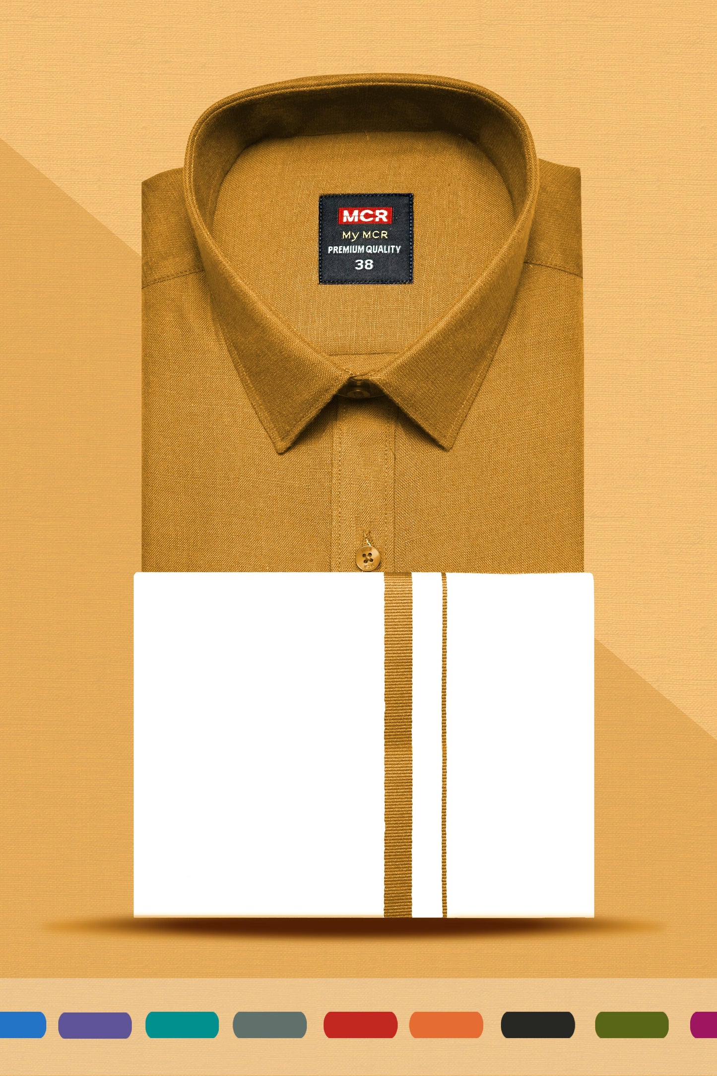 MY MCR COLOUR SINGLE SET HALF SLEEVE (38,40,42,44 - Dhoti Size 2.00 mtr) (46,48,50 - Dhoti size 2.25 mtr)