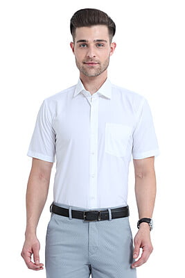 Colour Washy Cotton White Shirt Half Sleeve SFWH