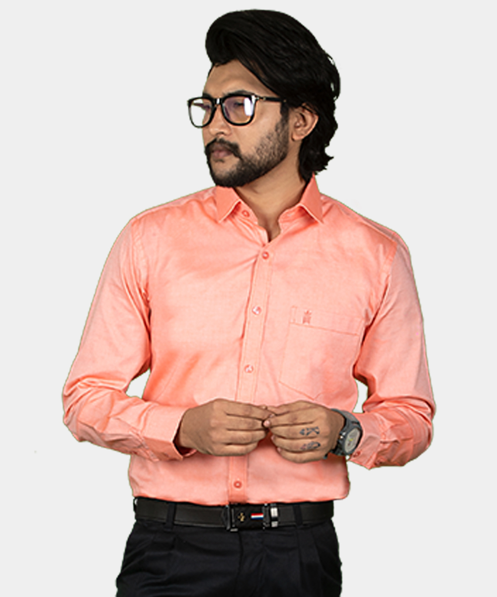 Mens Formal Shirt Orange Colour Full Sleeve