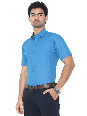 FantasticLin Blue Colour Formal Shirt Half Sleeve GLH07