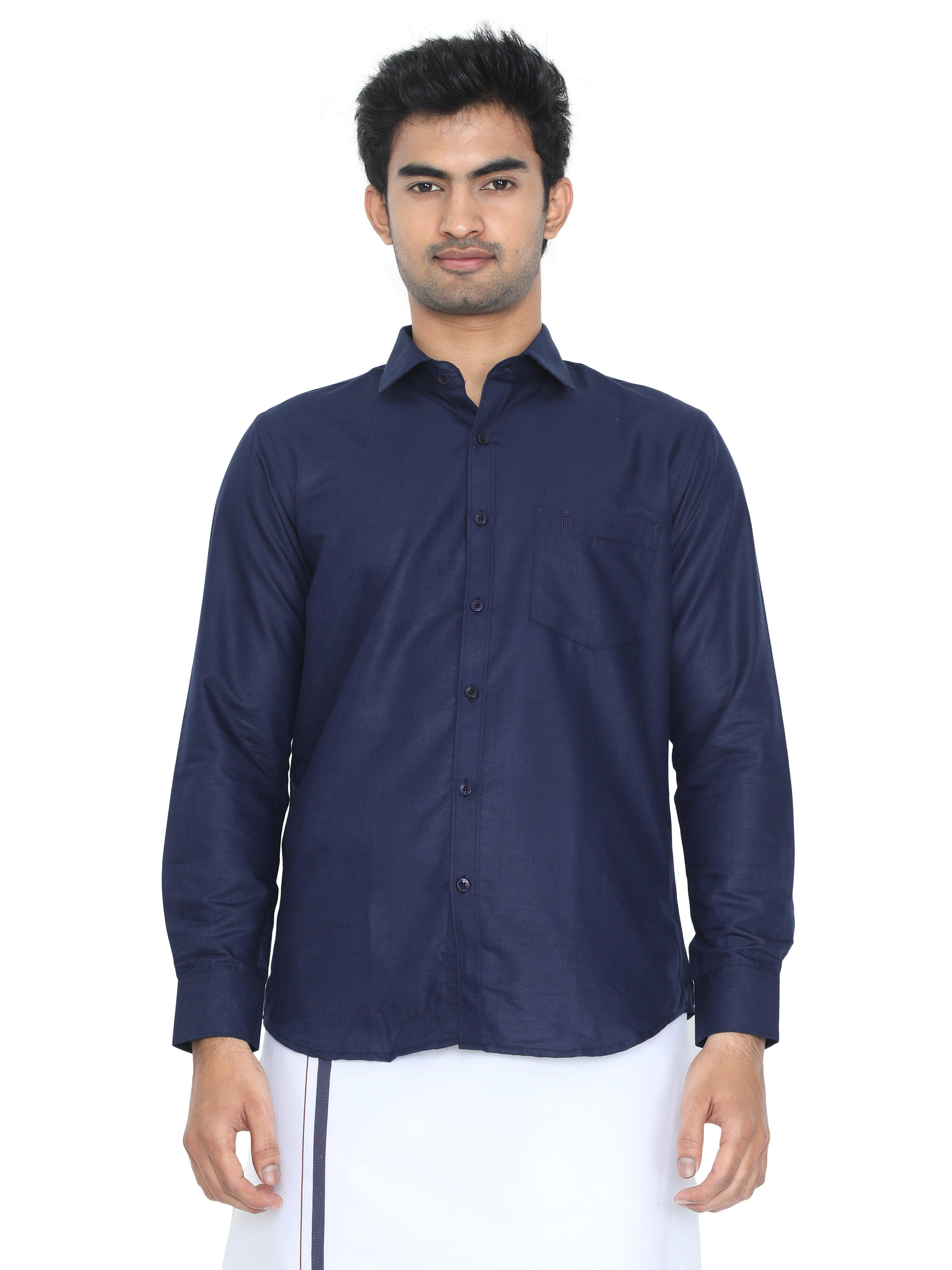 Buy Economic Formal Navy Blue Colour Shirt Full Sleeve