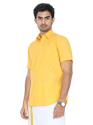 FantasticLin Yellow Colour Formal Shirt Half Sleeve GLH04
